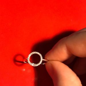 Pave circle ring in silver
